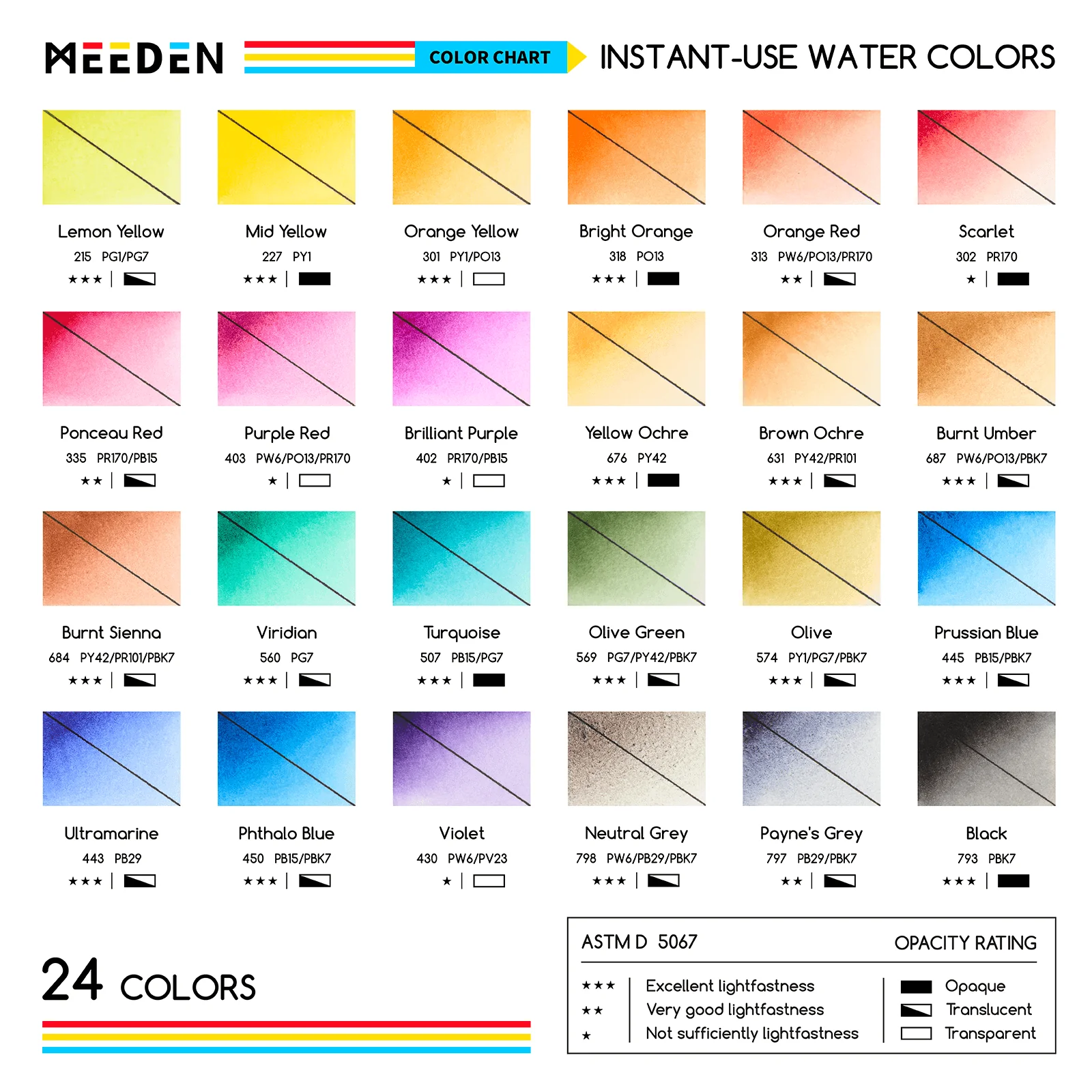 MEEDEN Portable Watercolor Paint Kit – 24 Colors - Image 8