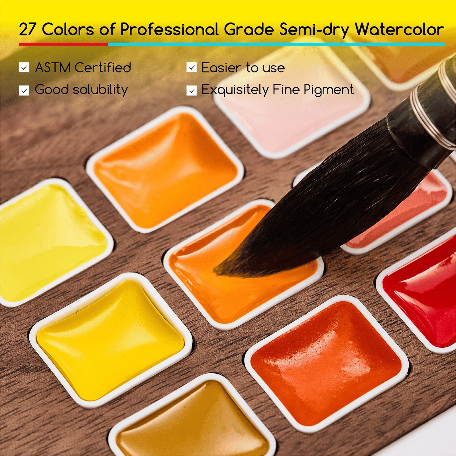 MEEDEN Premium Artist-Grade Watercolor Set - Luxury 27 Color Collection with Black Walnut Case - Image 10