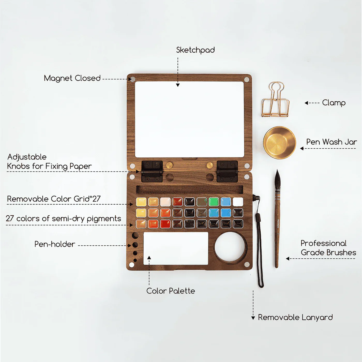 MEEDEN Premium Artist-Grade Watercolor Set - Luxury 27 Color Collection with Black Walnut Case - Image 7