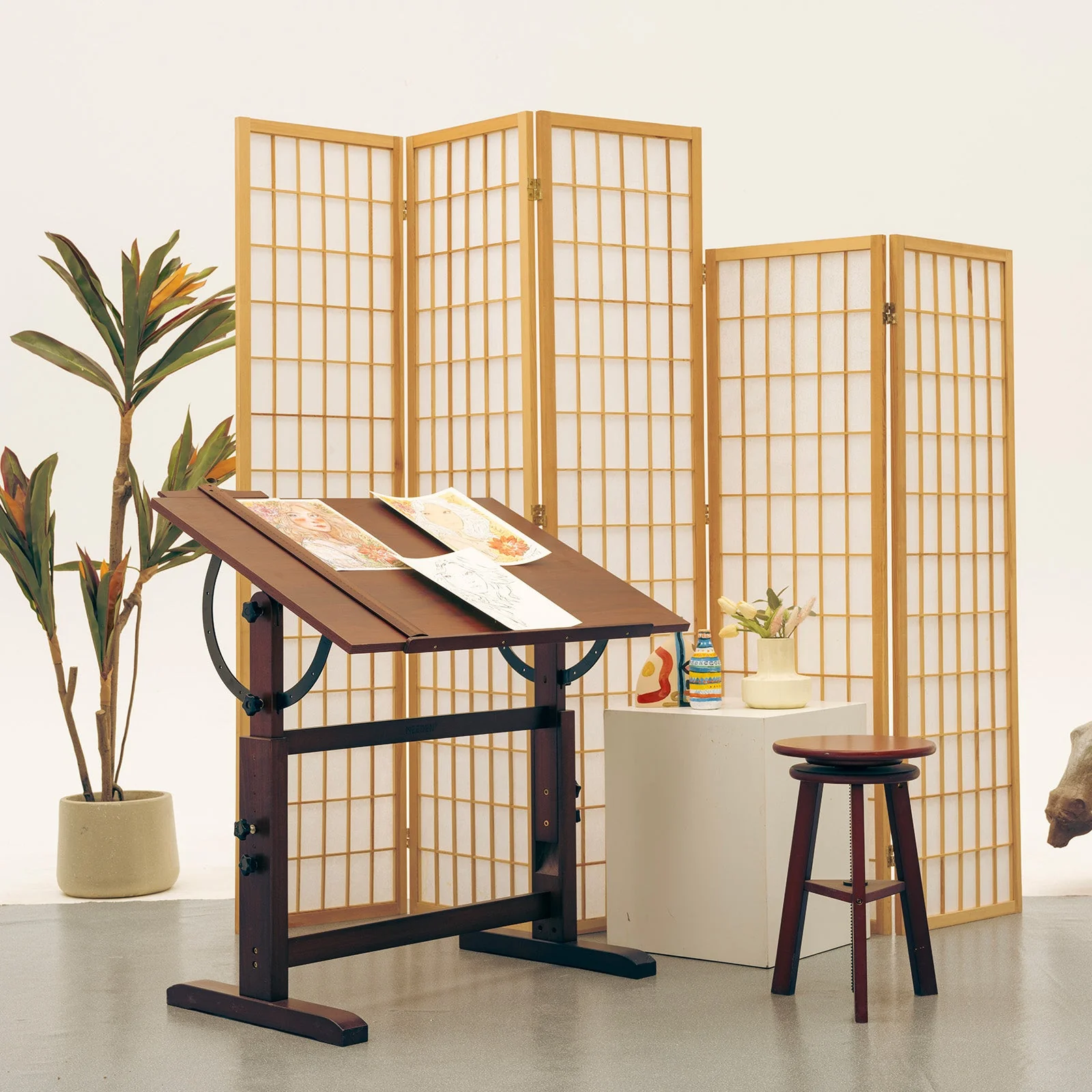 MEEDEN Vintage Adjustable Wooden Drafting Table , Dark Walnut-XSZ-4 - Image 5