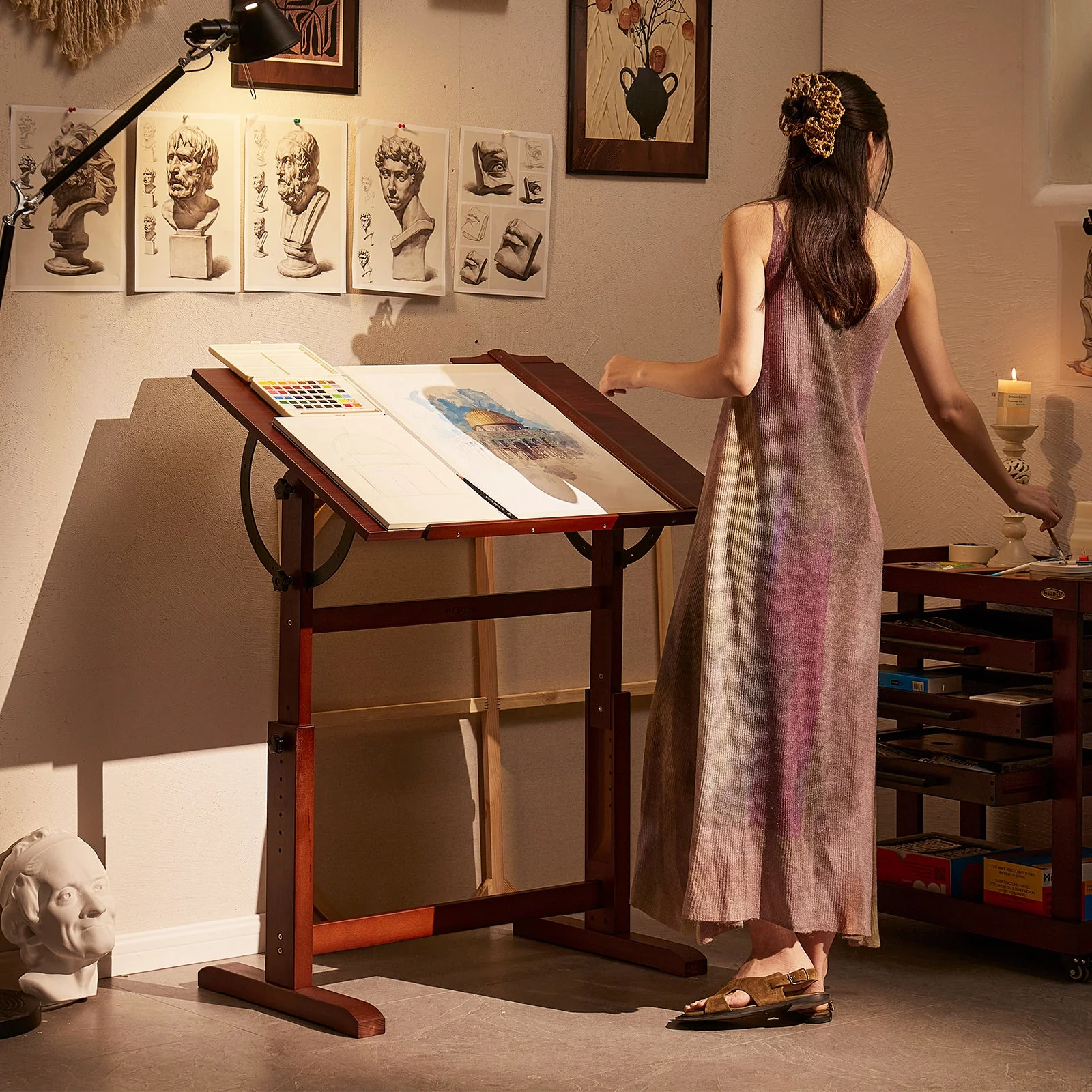 MEEDEN Vintage Adjustable Wooden Drafting Table , Dark Walnut-XSZ-4 - Image 6