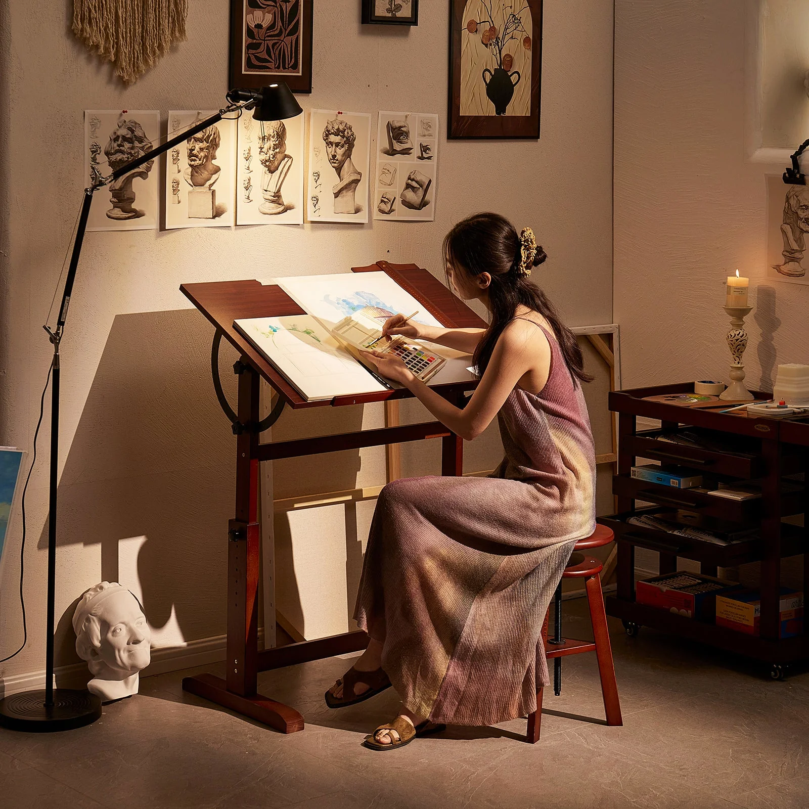 MEEDEN Vintage Adjustable Wooden Drafting Table , Dark Walnut-XSZ-4 - Image 7