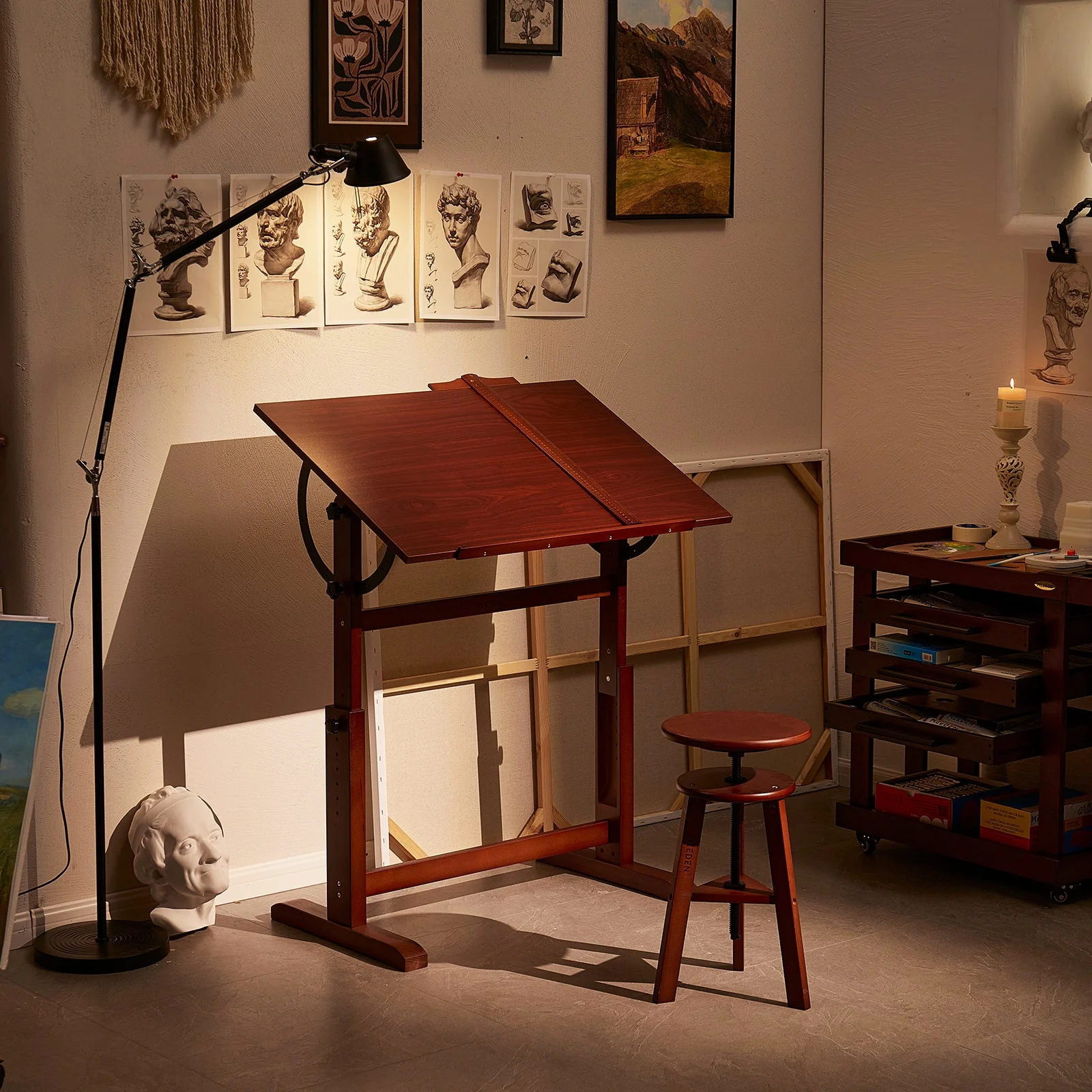 MEEDEN Vintage Adjustable Wooden Drafting Table , Dark Walnut-XSZ-4 - Image 8