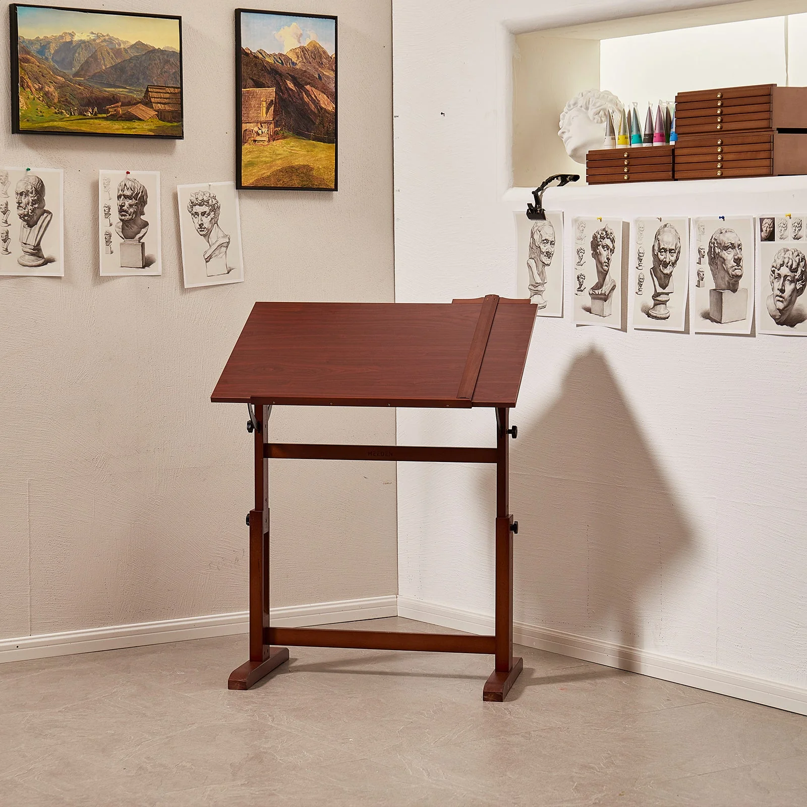 MEEDEN Vintage Adjustable Wooden Drafting Table , Dark Walnut-XSZ-4 - Image 9