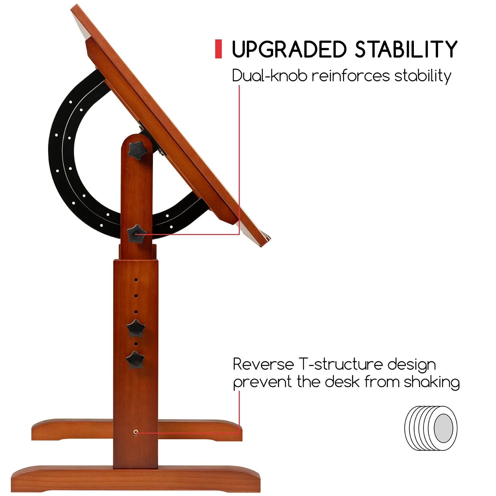 MEEDEN Vintage Adjustable Wooden Drafting Table & Stool Set, Dark Walnut-XSZ-4 - Image 8