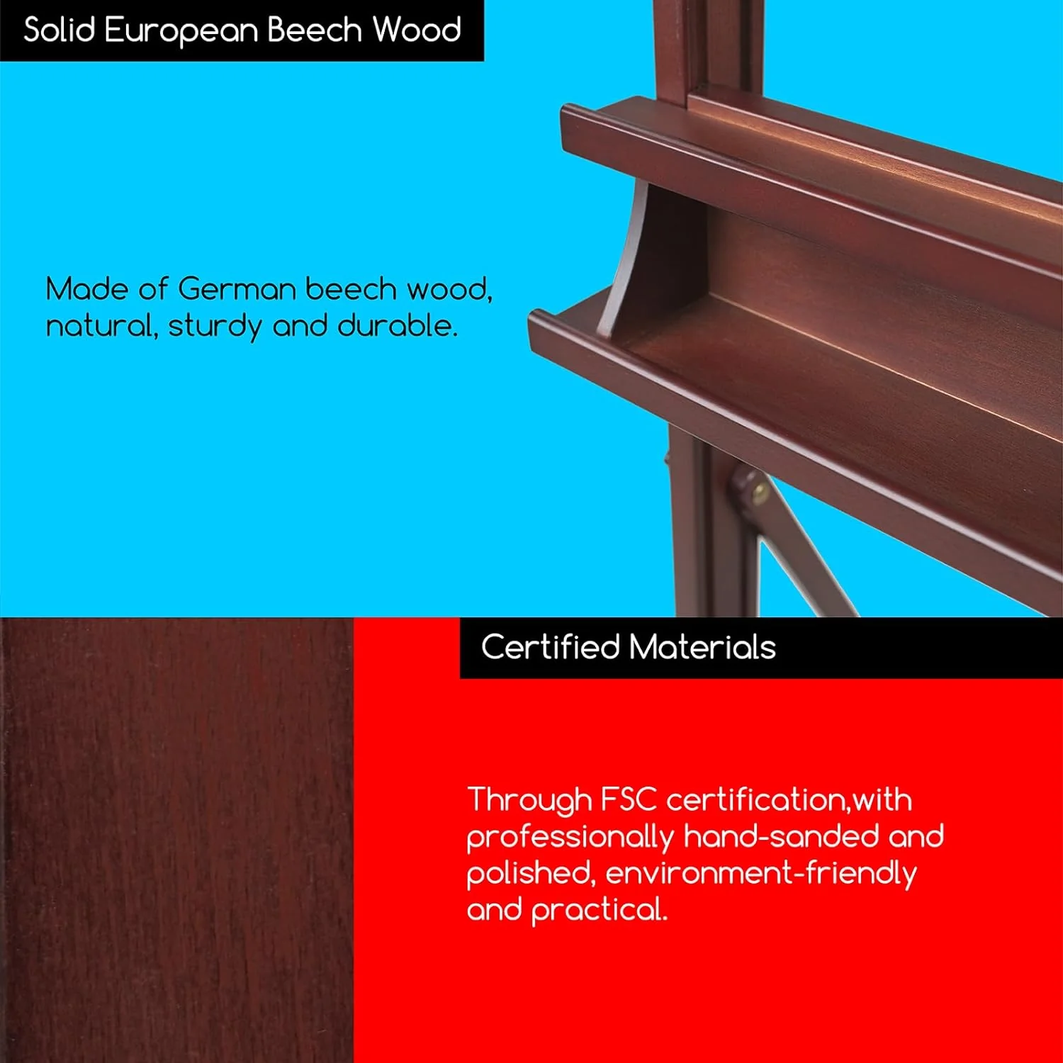 MEEDEN H-Frame Artist Easel with Storage Tray-Dark Walnut-W02 - Image 4