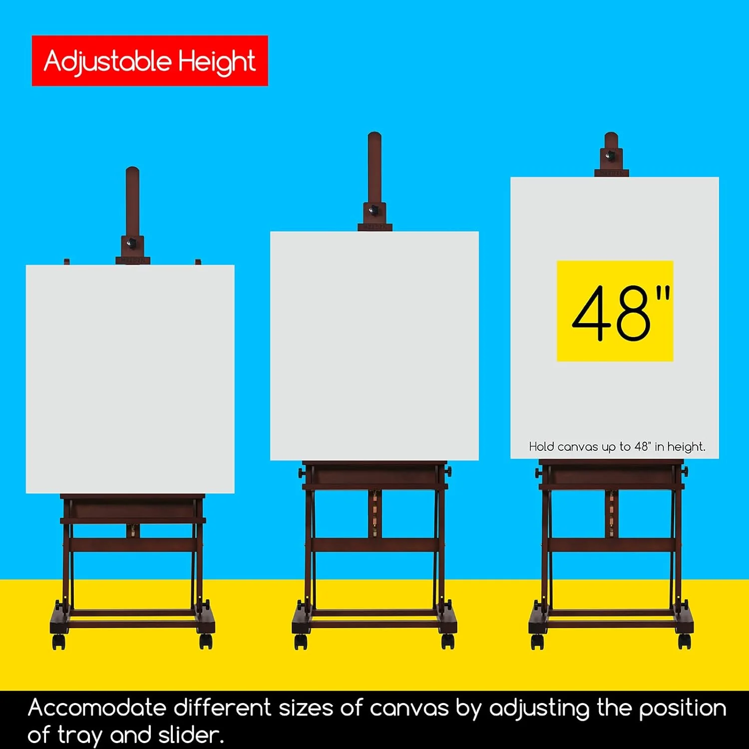 MEEDEN H-Frame Artist Easel with Storage Tray-Dark Walnut-W02 - Image 5