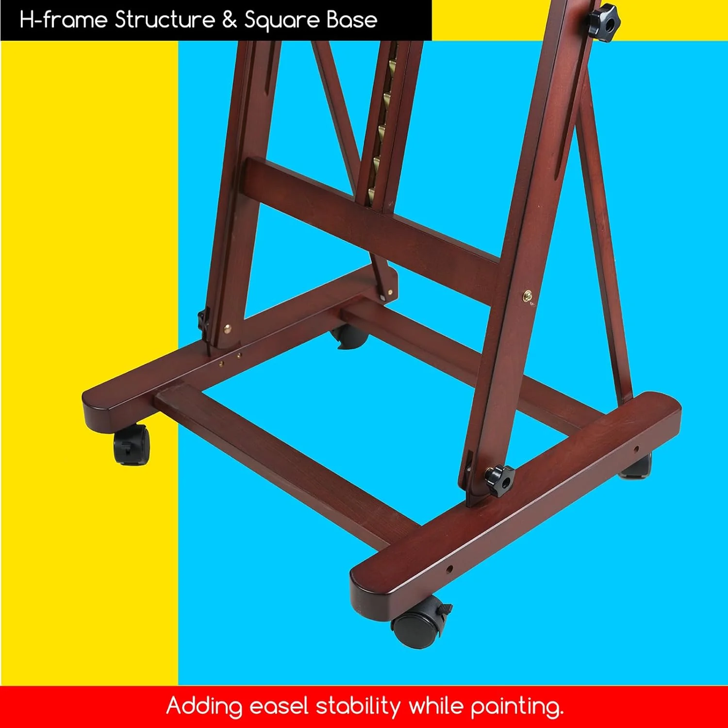 MEEDEN H-Frame Artist Easel with Storage Tray-Dark Walnut-W02 - Image 8