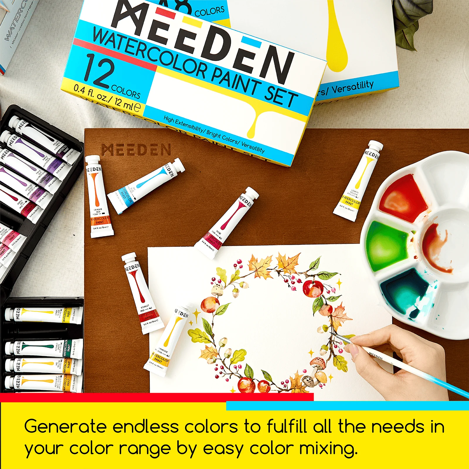 MEEDEN Watercolor Paint Set, 48 Tubes, 12 ml / 0.41 oz - Image 6