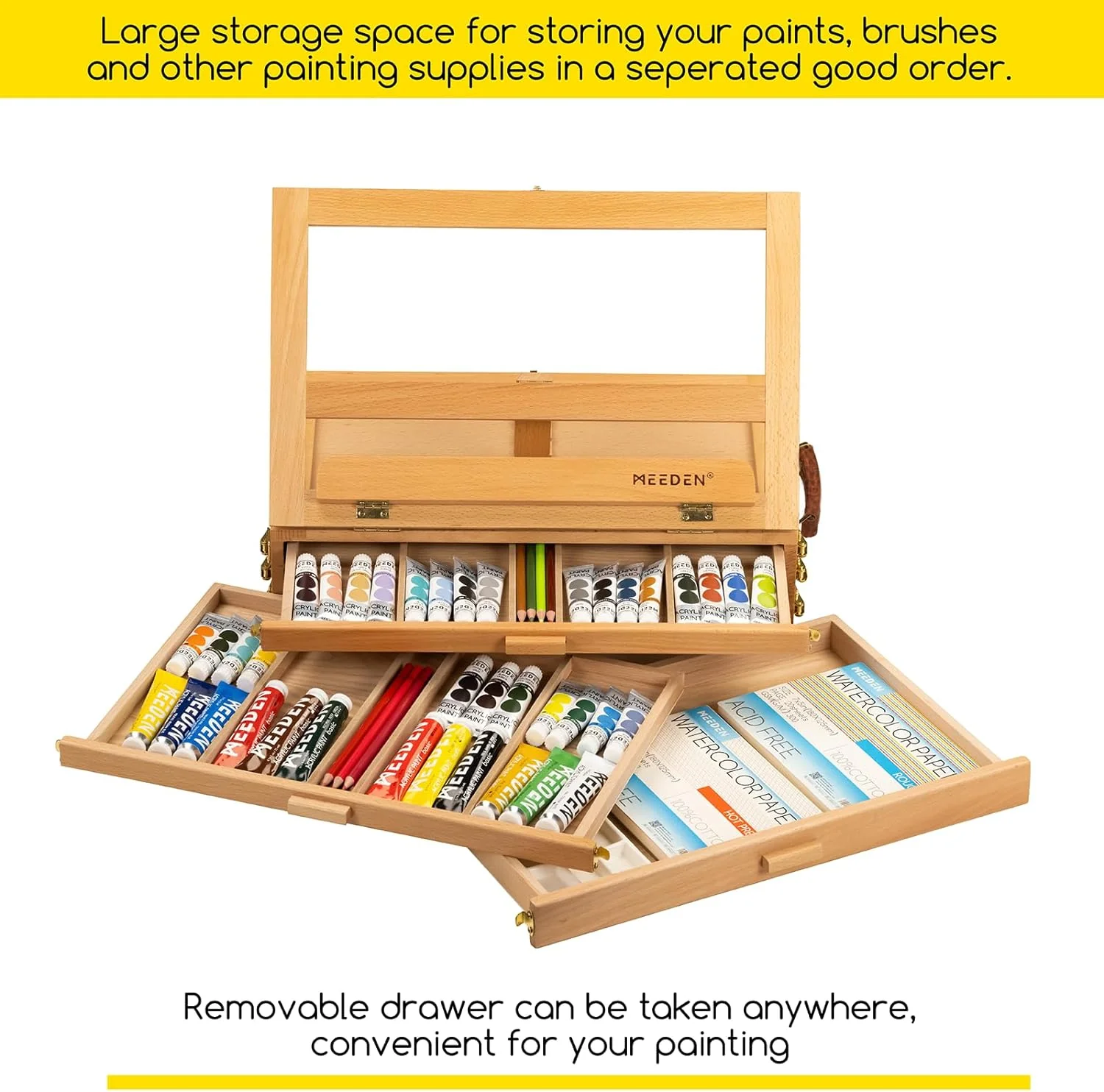 MEEDEN Large Adjustable Artist Tabletop Easel Sketchbox-XHH-03 - Image 6