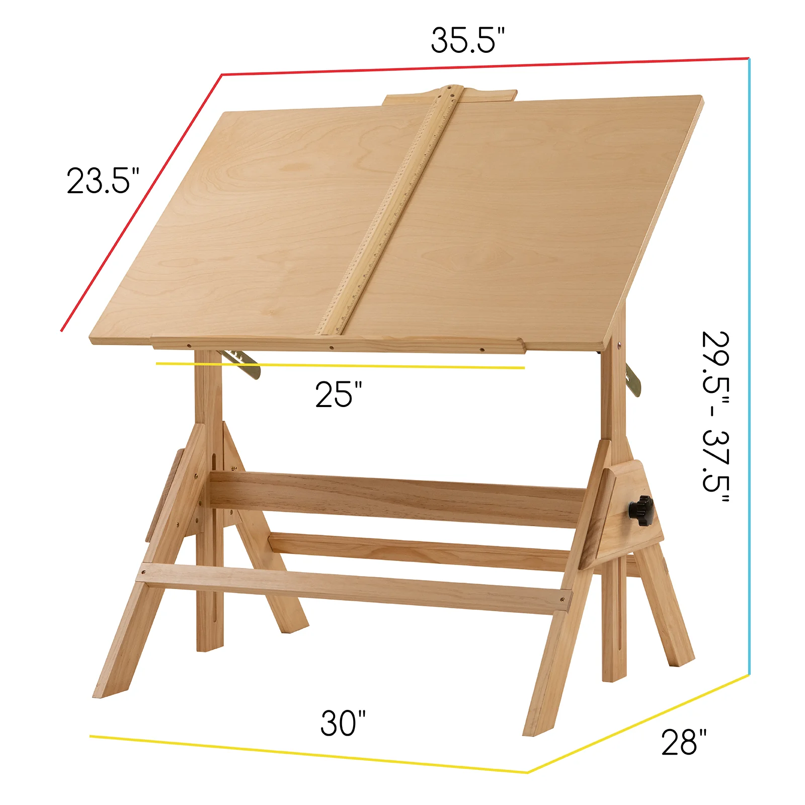 MEEDEN Adjustable Wooden Drafting Table & Stool Set , Natural-XSZ-2 - Image 6